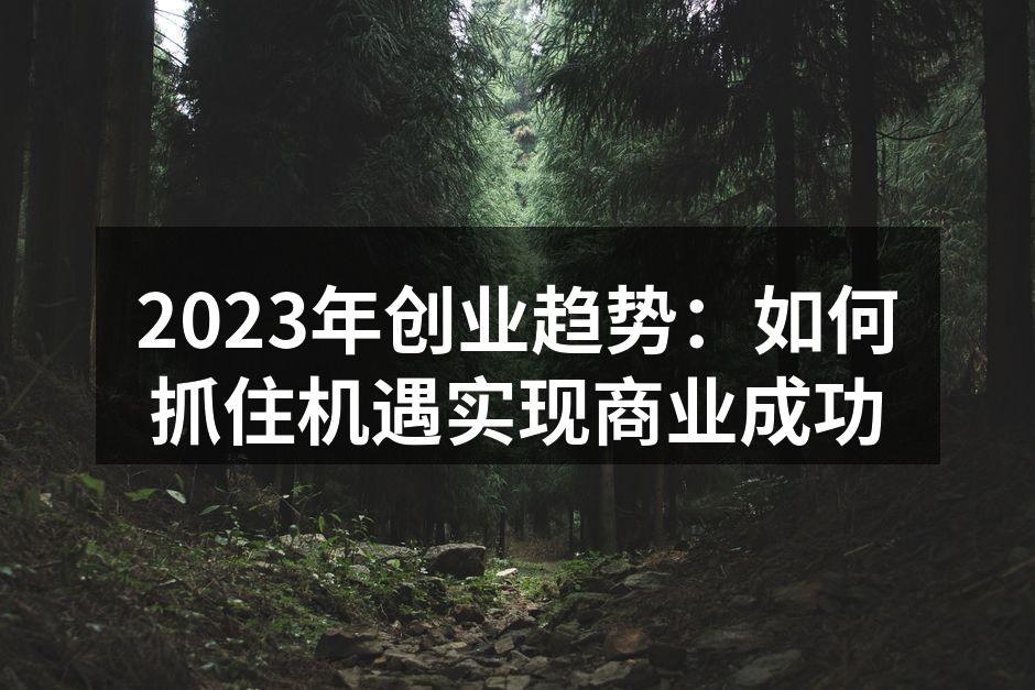 2023年创业趋势：如何抓住机遇实现商业成功