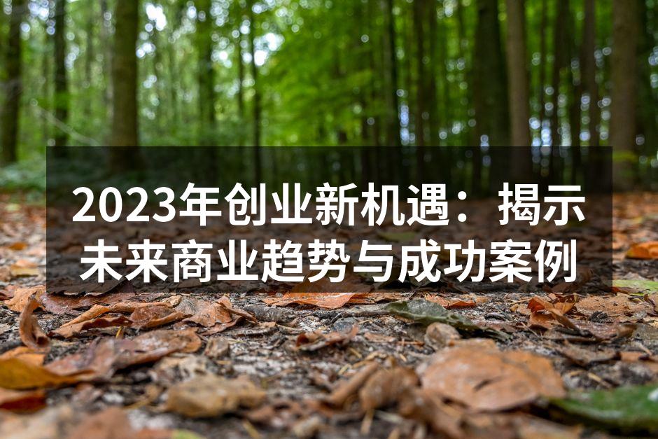 2023年创业新机遇：揭示未来商业趋势与成功案例